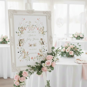 Poster Animais da Floresta de Flores Silvestres Chá de Be