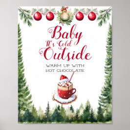 Poster Animais da Floresta de Natal Bebê Está Frio Lá For