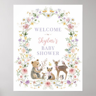 Poster Animais da Floresta em Pastel Suave Churrasco de B