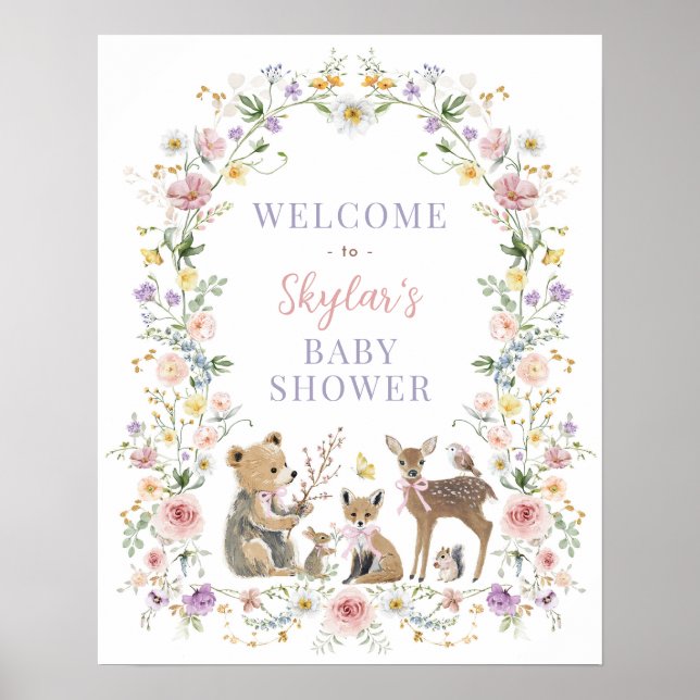 Poster Animais da Floresta em Pastel Suave Churrasco de B (Frente)