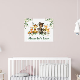 Poster Animais da Floresta Florestal de Aquarela