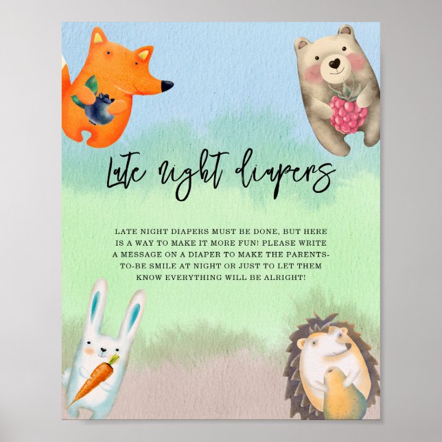 Poster Animais da floresta - Fraldas noturnas (Frente)