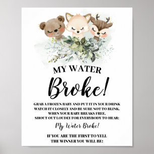 Poster Animais da Floresta Meu Sinal de Chá de fraldas Qu