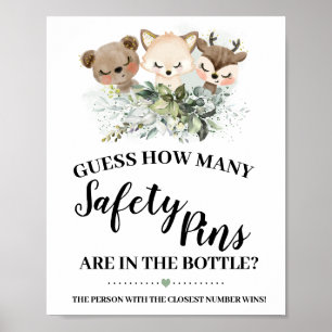 Poster Animais da Floresta Quantos Pinos de Segurança Jo
