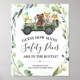 Poster Animais da Floresta Quantos Pinos De Segurança Jog