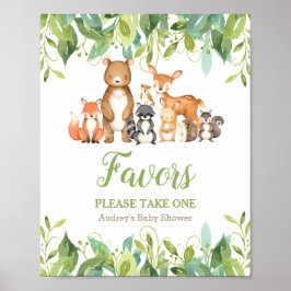 Poster Animais da Floresta Veneram Chá de fraldas Favorec