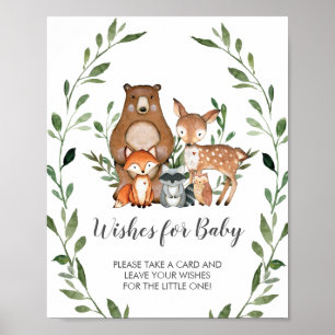 Poster Animais da Floresta Verde Desejam Sinal de Bebê