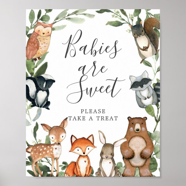 Poster Animais Da Madeira Chás de fraldas Bebês São Sinal (Frente)