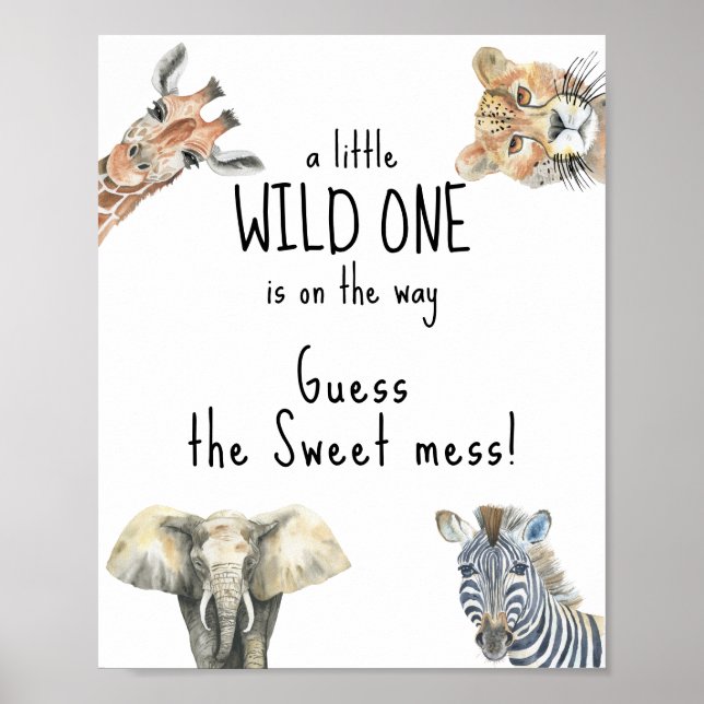 Poster Animais da savana - Adivinhe a bagunça doce (Frente)