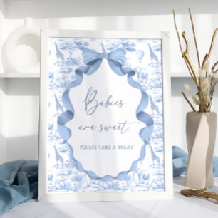 Poster Animais da Savana Azul Toile de Jouy Bebês são Fof