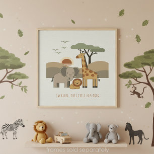 Poster Animais da Savana Pequeno Explorador ID Personaliz