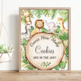Poster Animais da Selva Bonita Adivinham Quantos Cookies