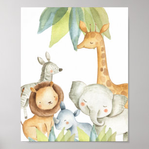 Poster Animais da Selva Safari Crianças Fofos