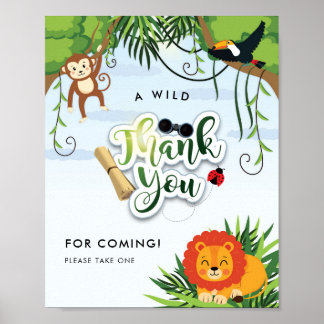 Poster Animais da Selva Safari Selvagem Obrigado