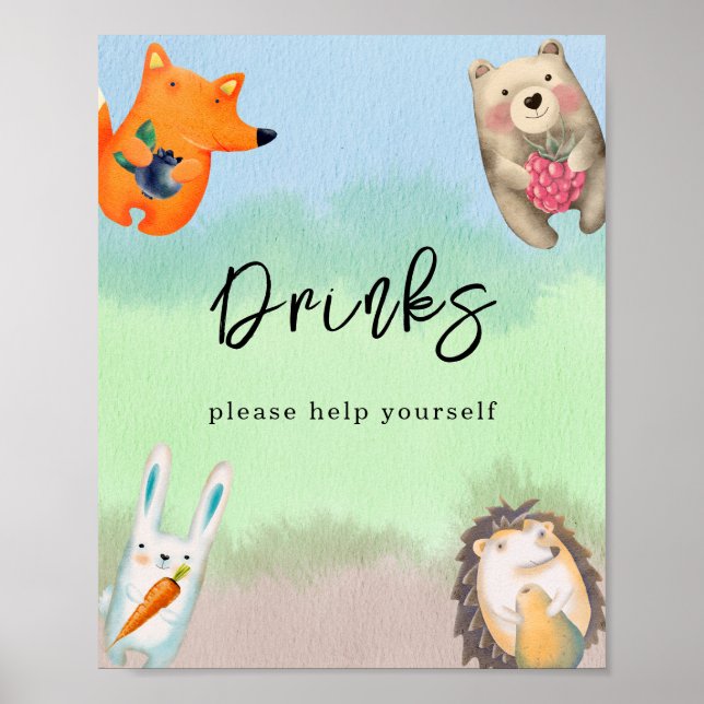 Poster Animais das florestas aquáticas - Bebidas (Frente)