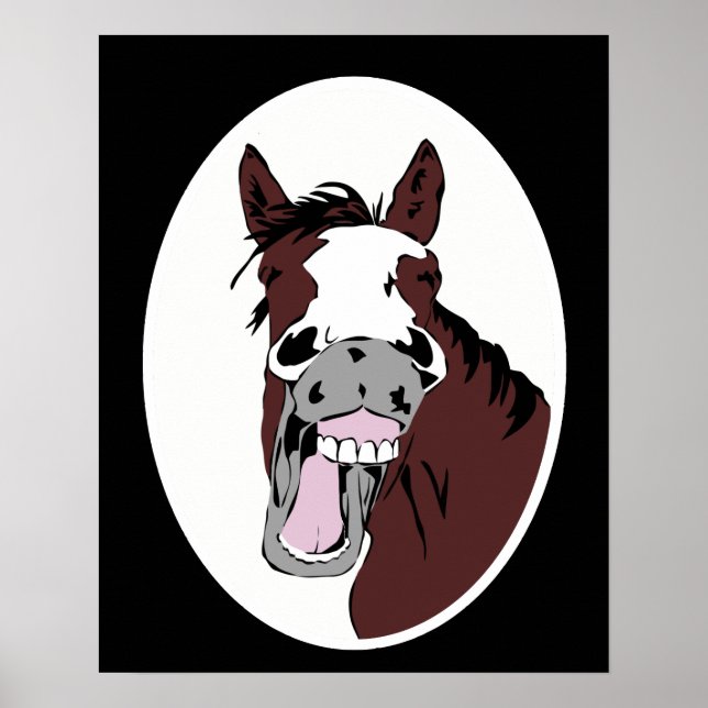 Póster Animais de Cartoon de Cavalo Rindo (Frente)
