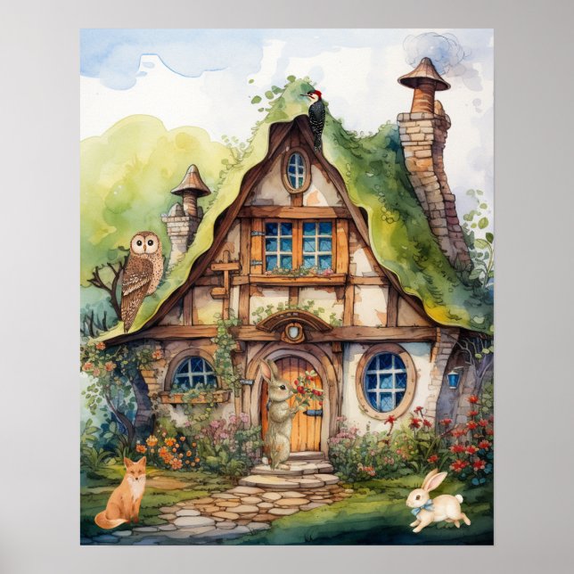 Poster Animais de Casa de Fantasia com Aquarela Caprichos (Frente)