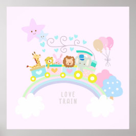 Poster Animais de Comboio Rosa