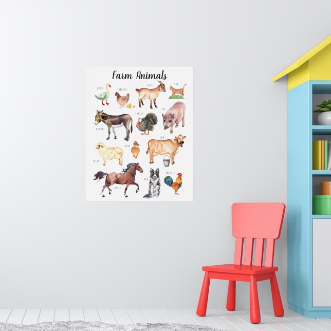Poster Animais de Fazenda | Aprendizado Educacional em Sa (Berçário 1)