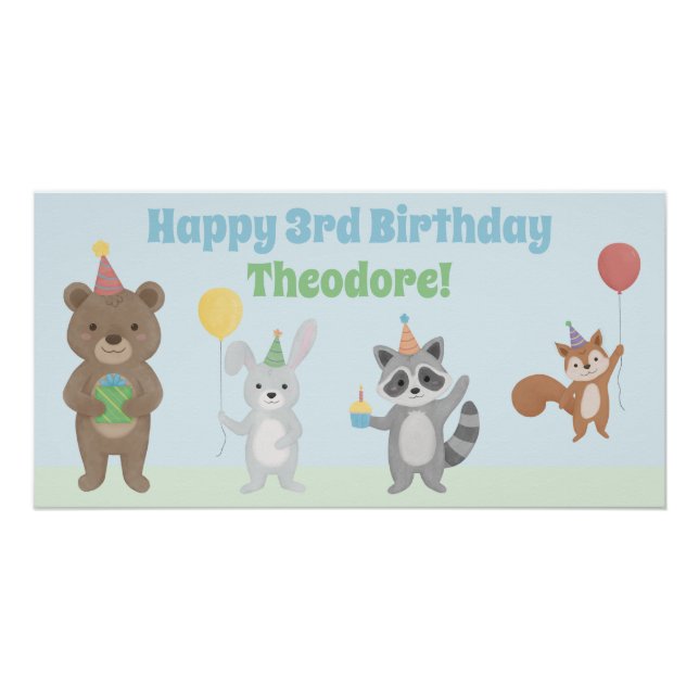 Póster Animais de Festa de Aniversário (Frente)