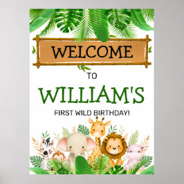 Poster Animais de Safari Aniversário Wild One