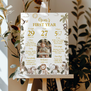 Poster Animais de Safari Festa de Aniversário de Um Ano M