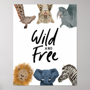 Poster Animais de Safari Selvagens e Livres Quarto de Beb