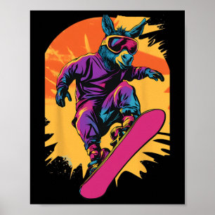 Poster Animais De Snowboard - Donkey Num Snowboard Snowbo