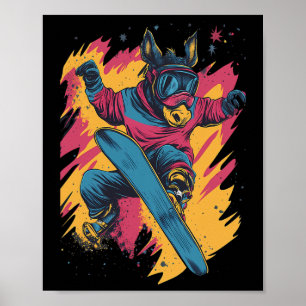 Poster Animais De Snowboard - Donkey Num Snowboard Snowbo