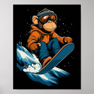 Poster Animais De Snowboard - Macaco Num Snowboard Snowbo
