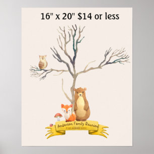 Poster Animais de terra Chá de fraldas de árvores de impr