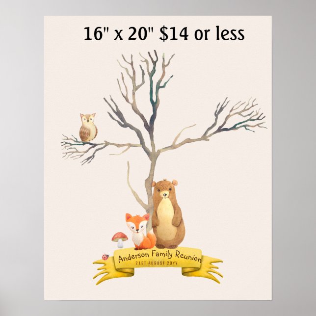 Poster Animais de terra Chá de fraldas de árvores de impr (Frente)