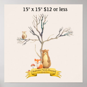 Poster Animais de terra Chá de fraldas de árvores de impr