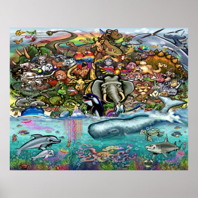 Poster Animais de terra e mar (Frente)