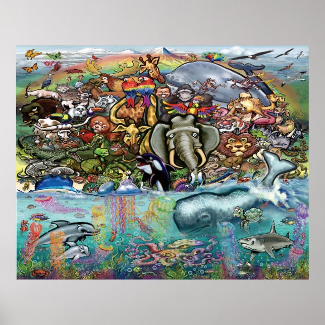 Poster Animais de terra e mar (Frente)