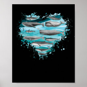 Poster Animais do Coração Oceânico de Baleia