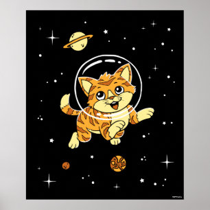 Poster Animais do gato no espaço