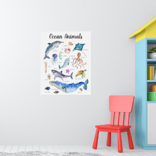 Poster Animais do Oceano   Aprendizado Educacional em Sal