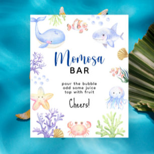 Poster Animais do oceano aquarela - bar momosa