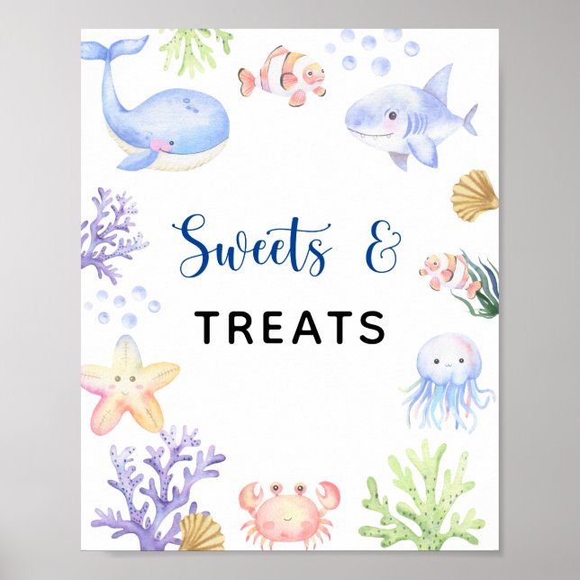 Poster Animais do oceano - banner de doces e guloseimas (Frente)
