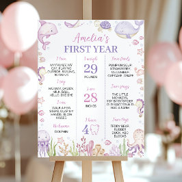 Poster Animais do Oceano Rosa sob o marco do Partido do M