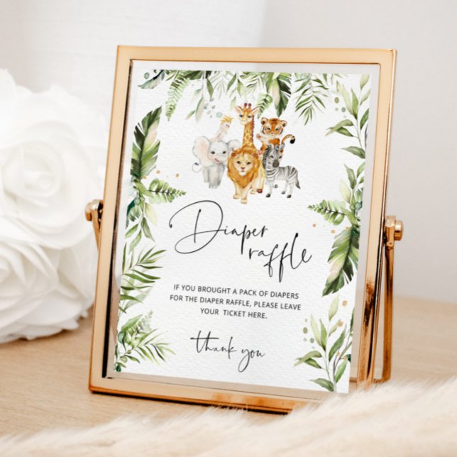 Poster Animais do safari da selva rifa de fralda (Criador carregado)