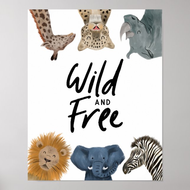 Poster Animais do Safari Selvagens e Livres Quarto de Ber (Frente)
