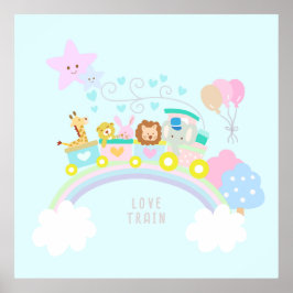 Poster Animais do trem azul