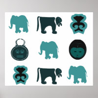 animais e máscaras africanos