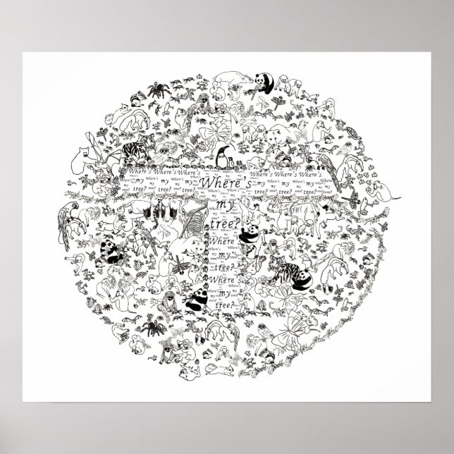 Poster Animais em Perigo Árvores Planeta Terra Desenho Ar (Frente)