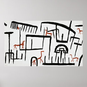 Poster Animais em um gabinete de Paul Klee Abstrato Art