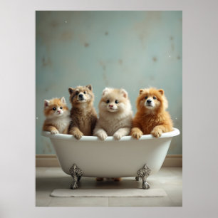 Poster Animais engraçados na banheira