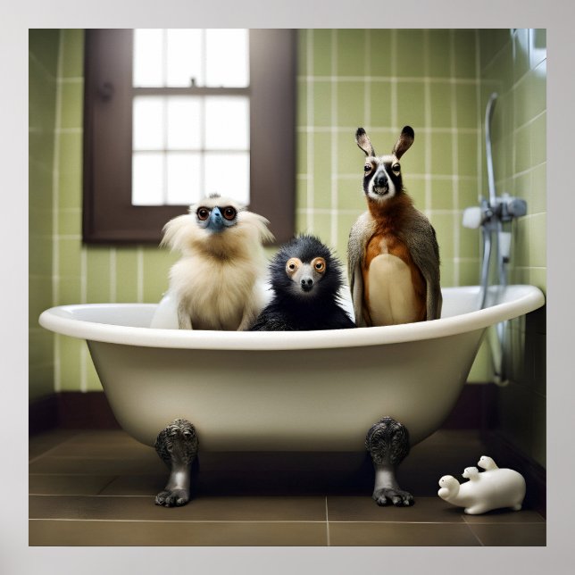 Poster Animais engraçados no banheiro (Frente)