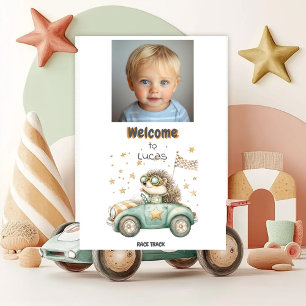 Poster Animais Engraçados Race Carros segundo aniversário